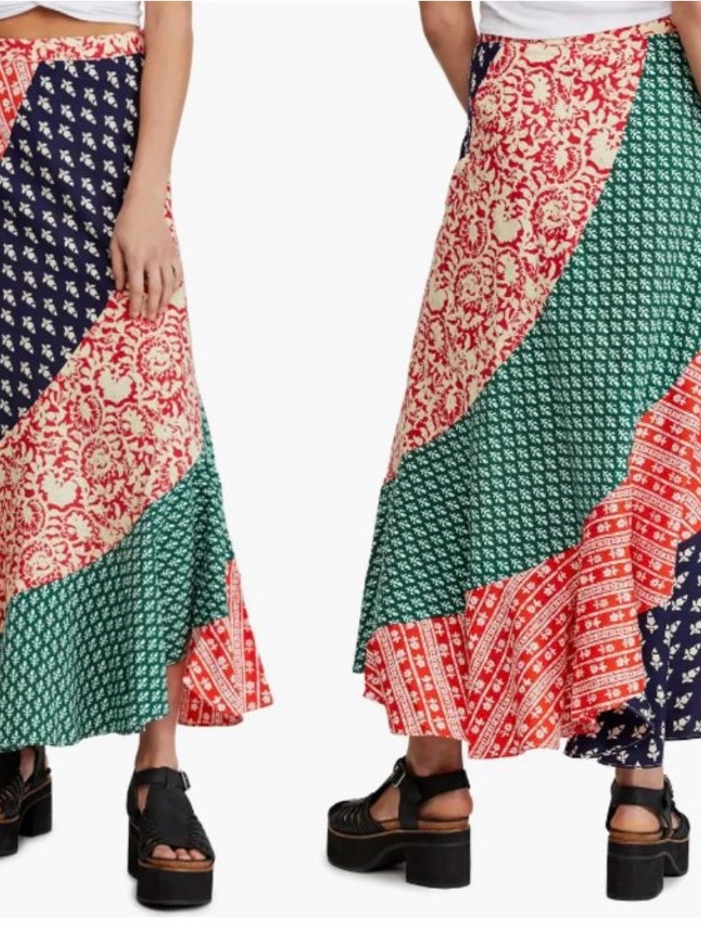 Free People Bohemian Patchwork Maxi Skirt🍃🌺🏔️